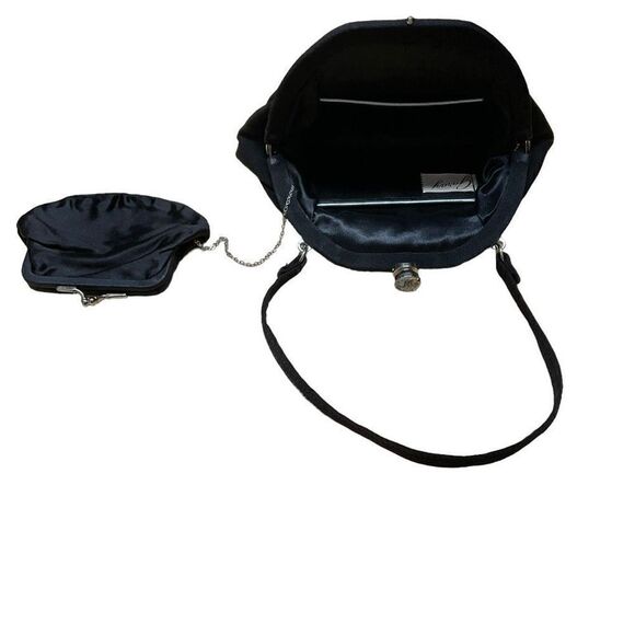 Garay Purse Clutch Inner Attached Coin Purse Black Wrist Hand Strap Snap Closure - Picture 9 of 12